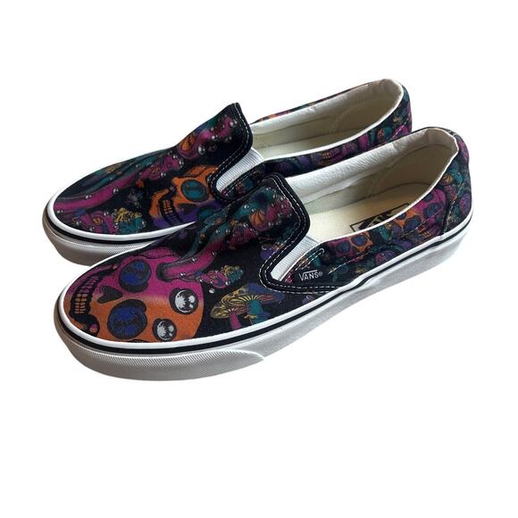 Vans Classic Trippy Drip slip on colorful skull unisex sneakers SIZE M9 W10.5 - Picture 3 of 7